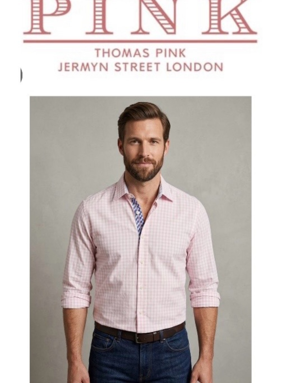 New Thomas Pink Pink Gingham Men's Dress Shirt/small casual